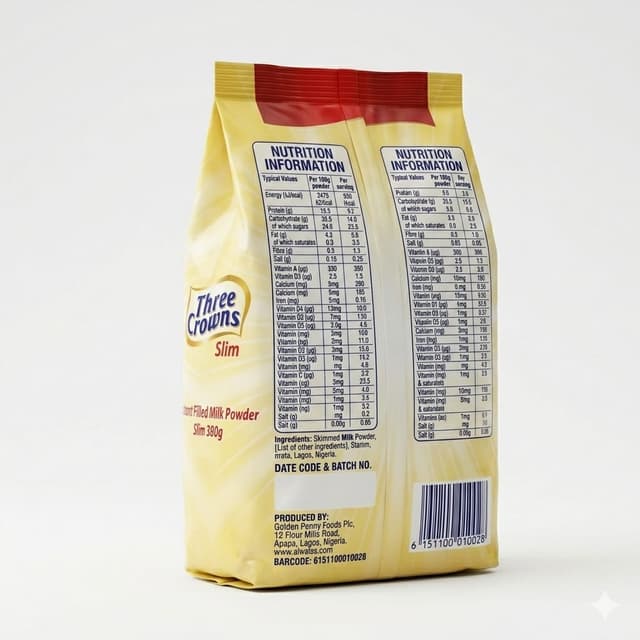 Three Crowns Slim Milk Powder 380g — by Three Crowns — Milk Dairy from NG — Afrizonemart — view 3