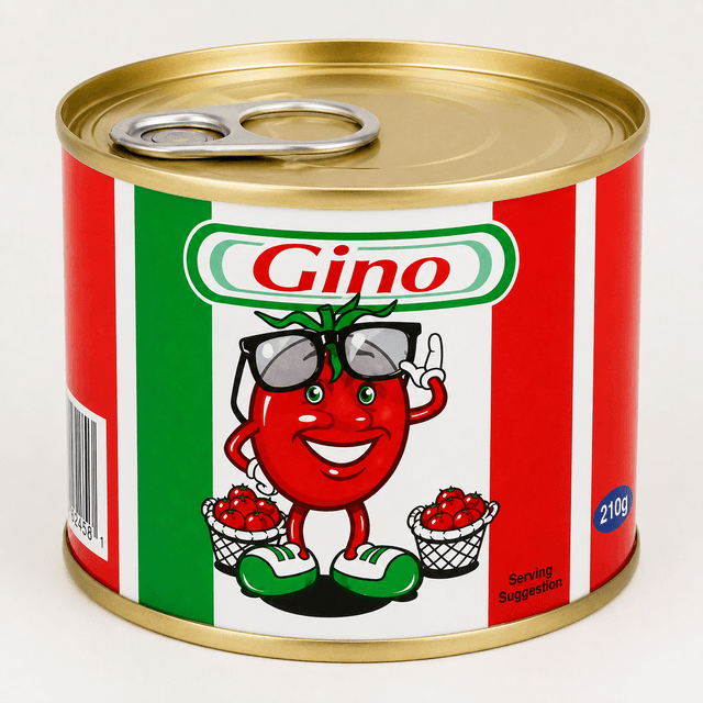 Gino Tomato Paste 210g Tin — by Gino — Tomato Sauces from NG — Afrizonemart — view 2