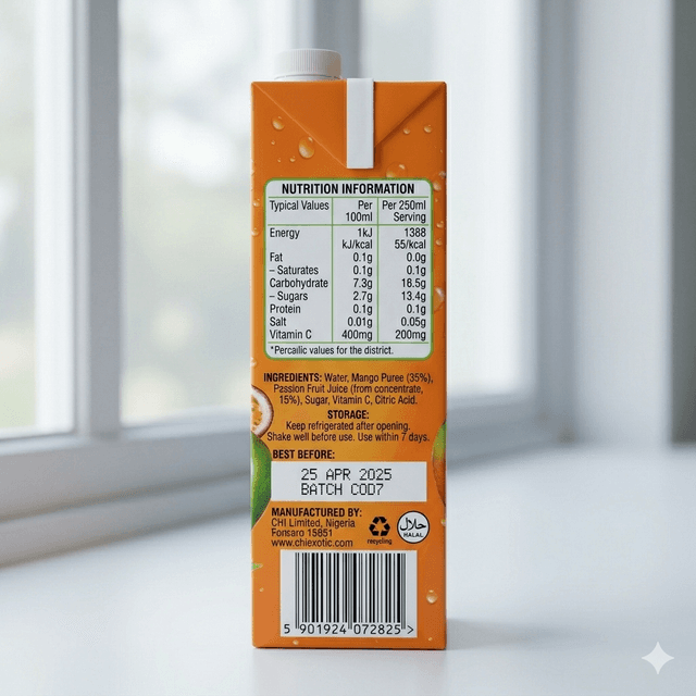 Chi Exotic Mango & Passion Fruit Nectar 1L — by Chi Exotic — Nectar Juice Drinks from NG — Afrizonemart — view 2