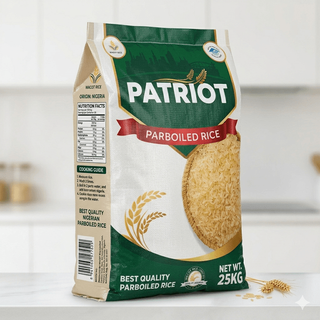 Patriot Parboiled Rice 25kg — by Patriot — Rice from NG — Afrizonemart — view 3
