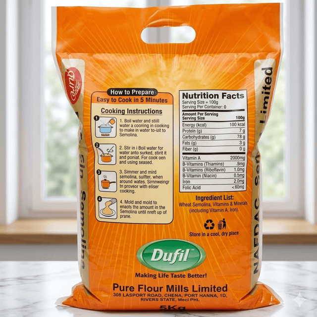 Pure Semolina 5kg — by Pure — Garri Swallow from NG — Afrizonemart — view 2