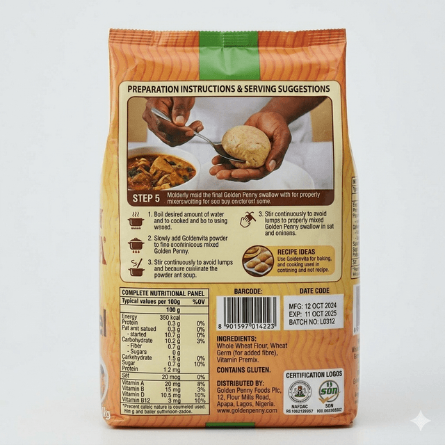Golden Penny Wheat Meal 1kg — by Golden Penny — Garri Swallow from NG — Afrizonemart — view 2