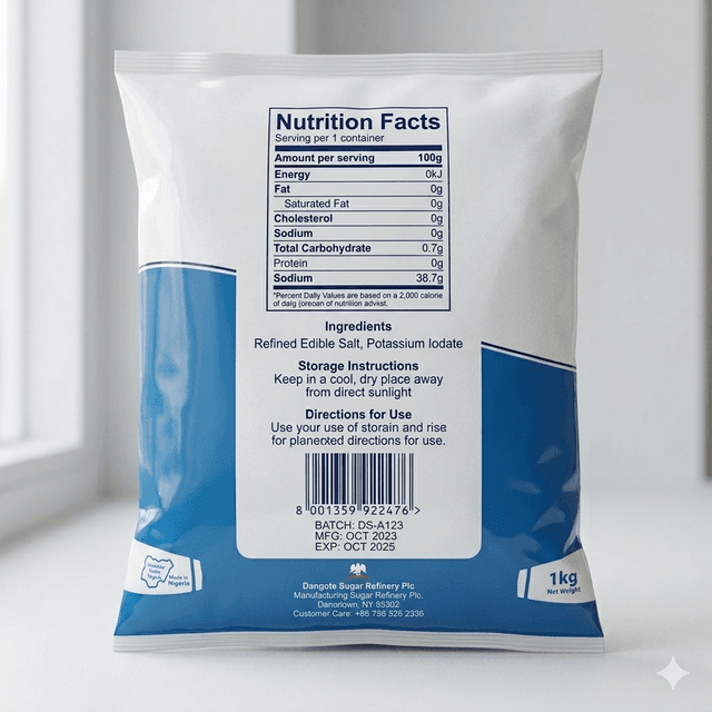 Dangote Refined Salt 1kg — by Dangote — Salt Sugar from NG — Afrizonemart — view 2