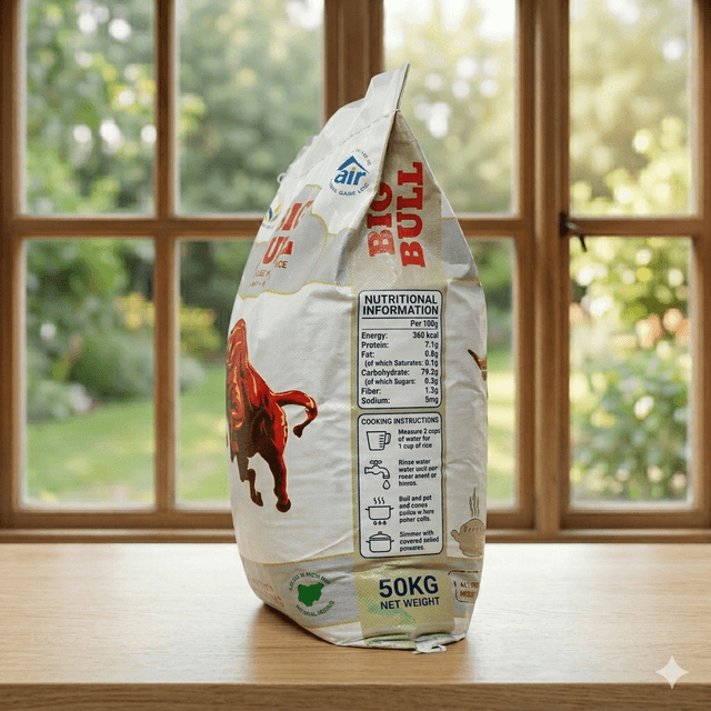 Big Bull Parboiled Rice 50kg — by Big Bull — Rice from NG — Afrizonemart — view 3