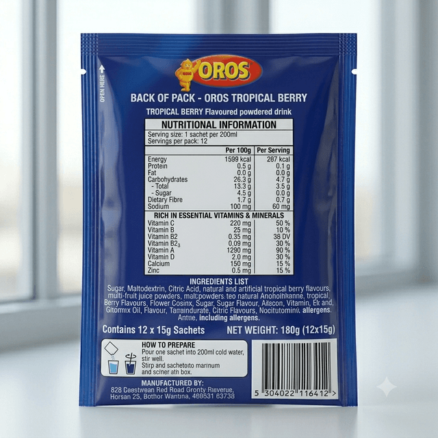 Oros Single-Serve Sachets 15g x 12 — by Oros — Powdered Drinks from ZA — Afrizonemart — view 2