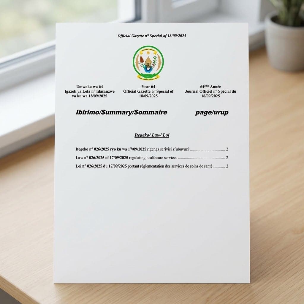 Law No. 026/2025 — Regulating Healthcare Services