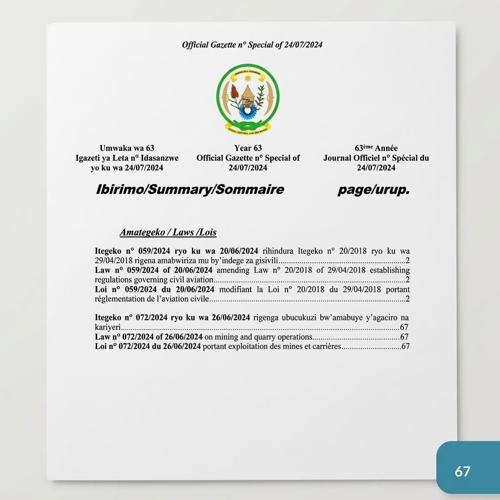 Law No. 072/2024 — Mining and Quarry Operations