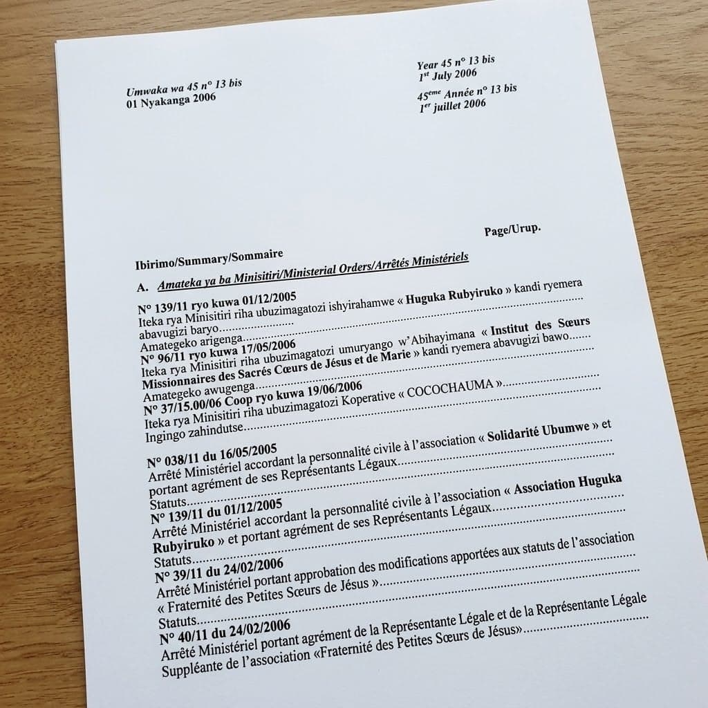 Granting Legal Personality to Sœurs Missionnaires des Sacrés Cœurs de Jésus et de Marie