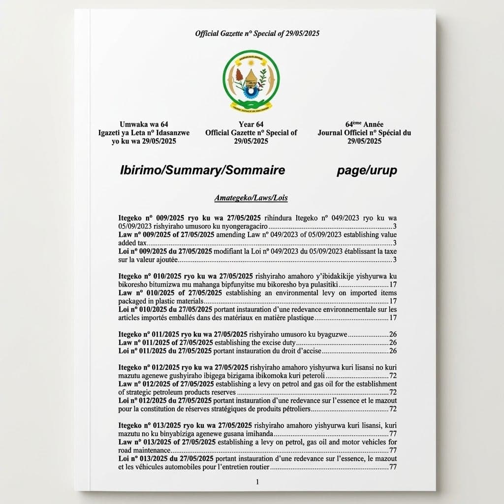 Law No. 016/2025 — Central Securities Depository, Qualified Financial Contracts and Netting Agreements
