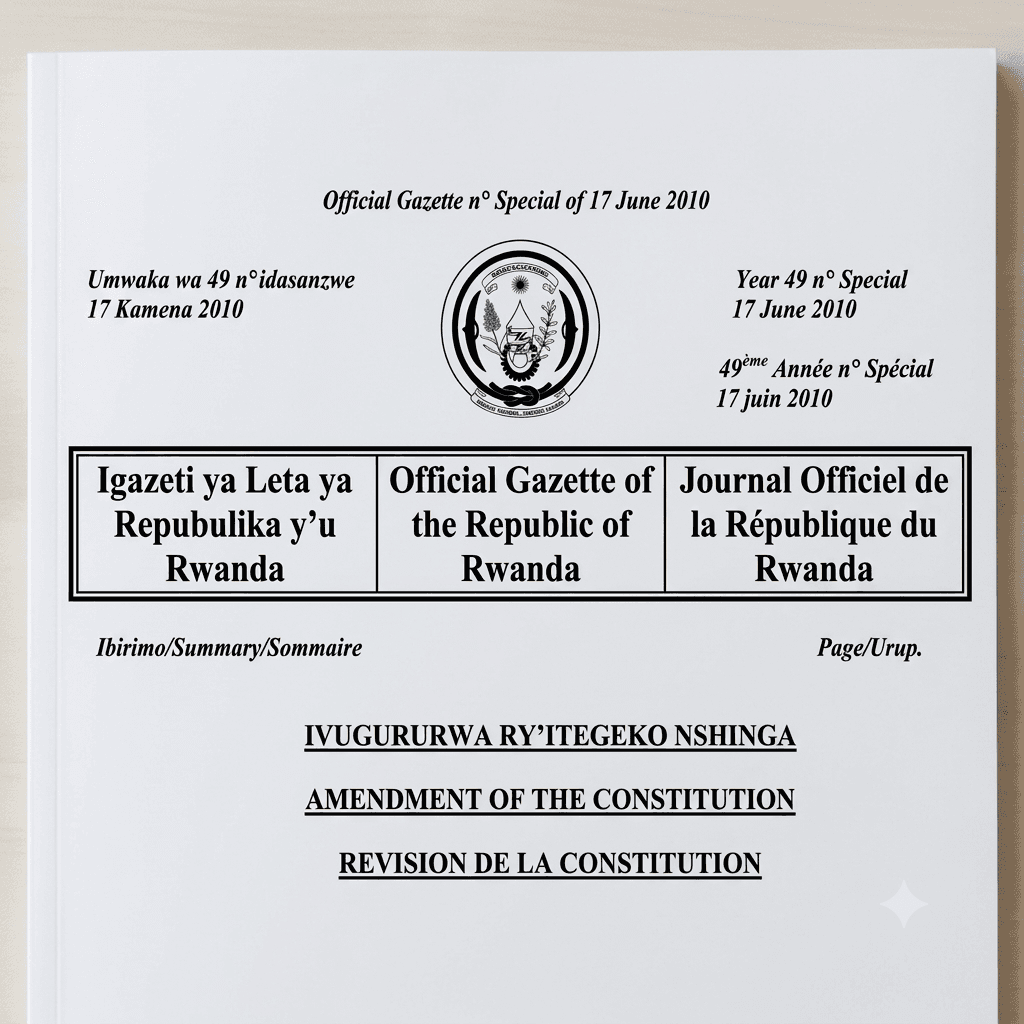 Amendment No. 04 of 17 June 2010 to the Constitution of the Republic of Rwanda of 4 June 2003, as Amended to Date
