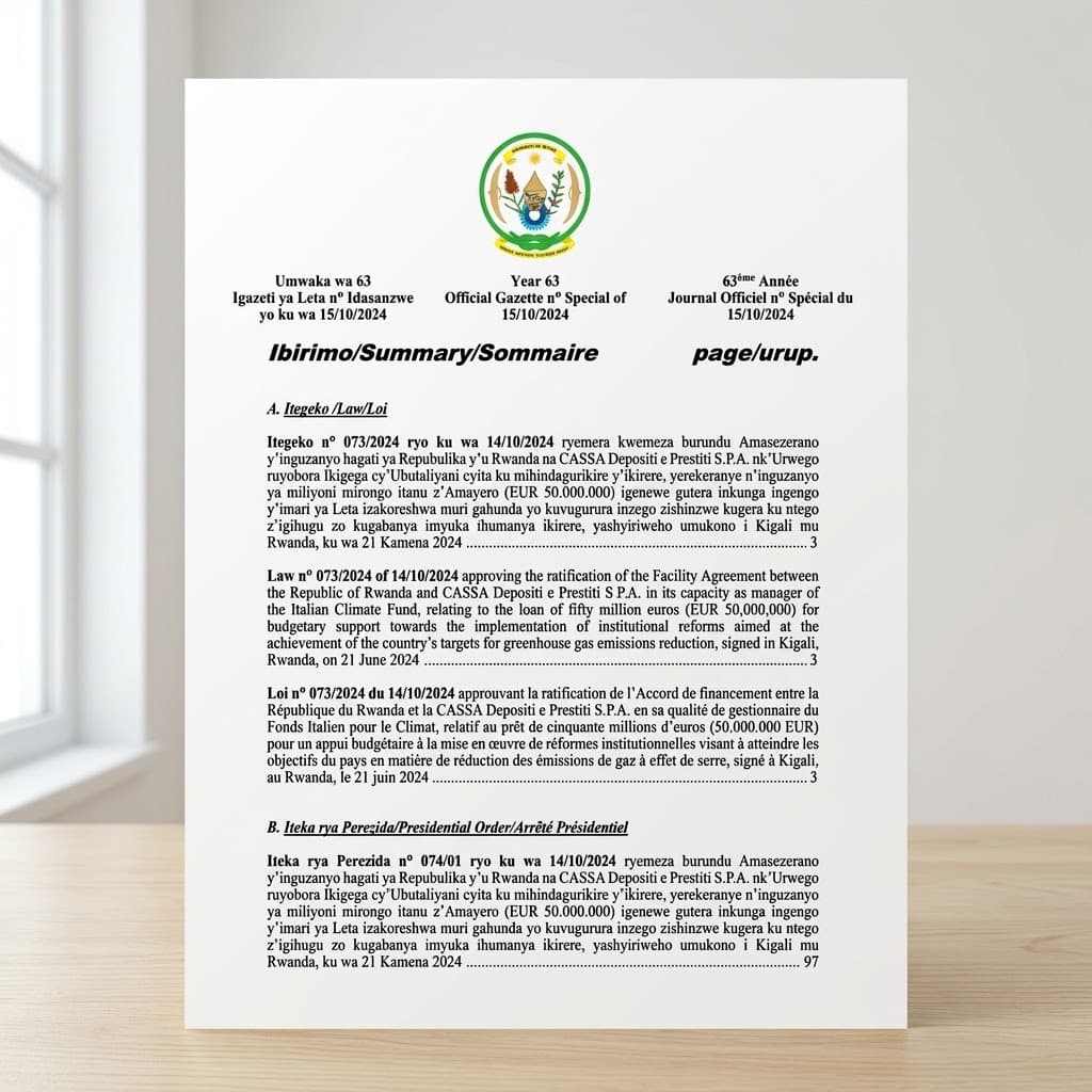 Law No. 073/2024 — Cassa Depositi e Prestiti Climate Fund Loan