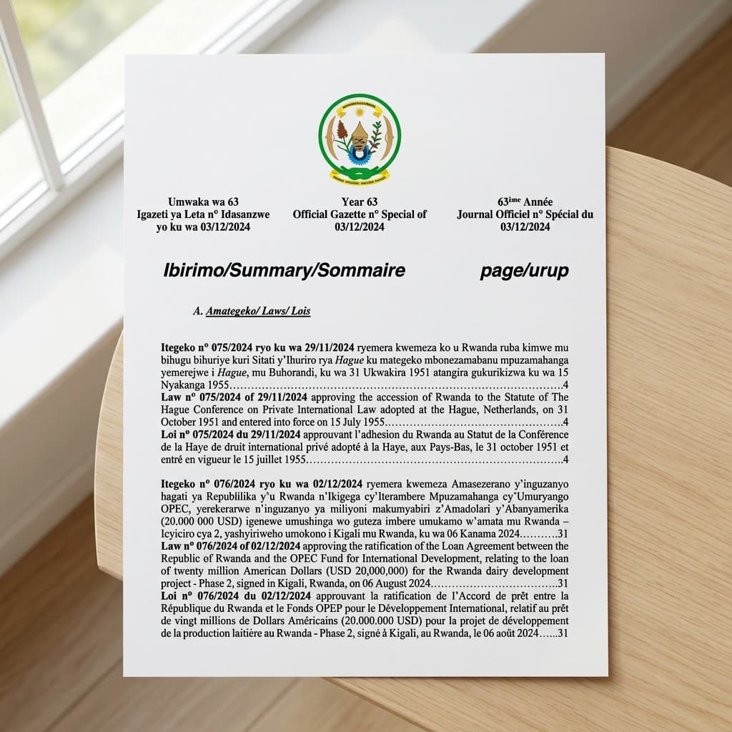Law No. 075/2024 — Accession to the Hague Conference on Private International Law Statute