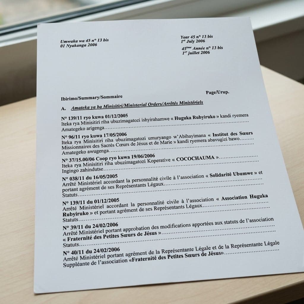 Legal Personality to Fraternité des Sœurs du Bon-Pasteur du Rwanda