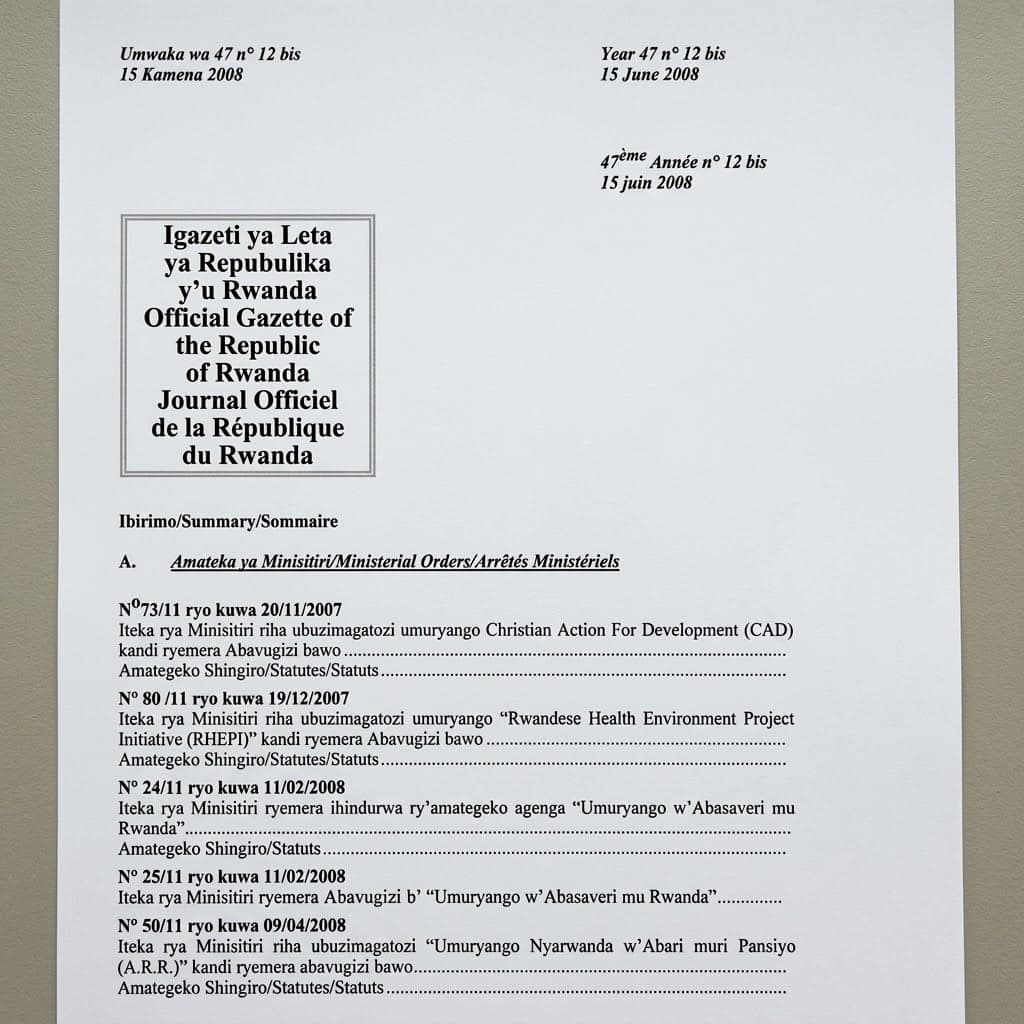 Granting Legal Status to Christian Action for Development (CAD) and Approving its Legal Representatives