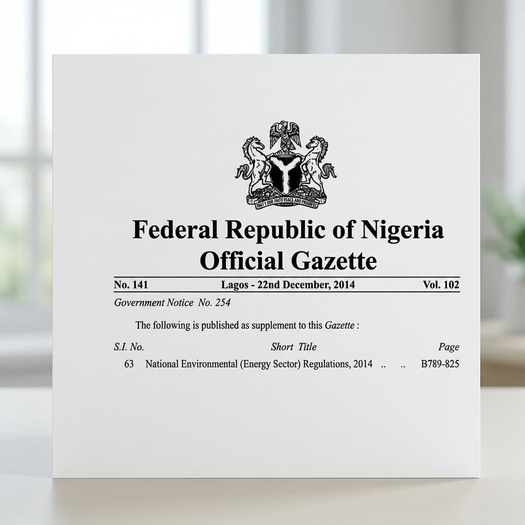 Nigeria's National Environmental (Energy Sector) Regulations, 2014