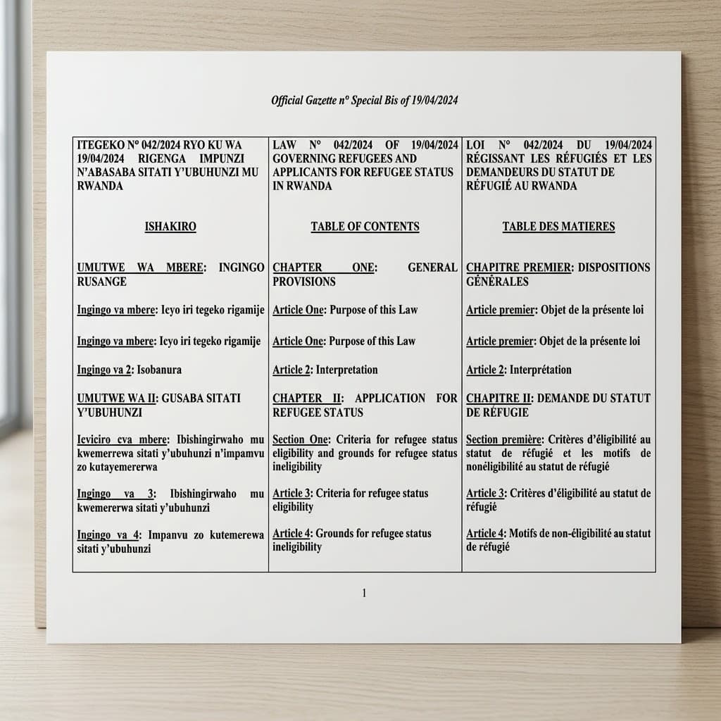 Law No. 042/2024 — Governing Refugees and Applicants for Refugee Status in Rwanda