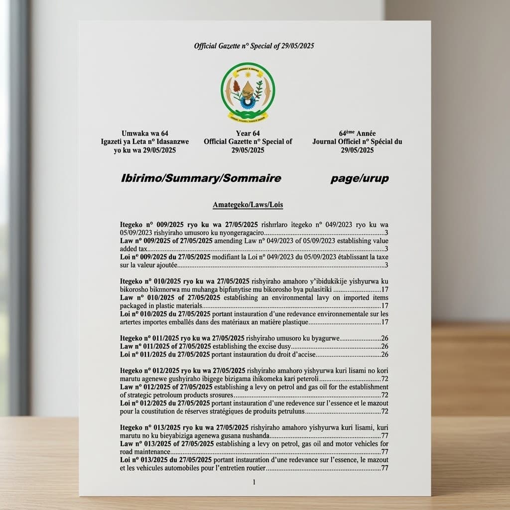 Law No. 012/2025 — Strategic Petroleum Products Reserves Levy