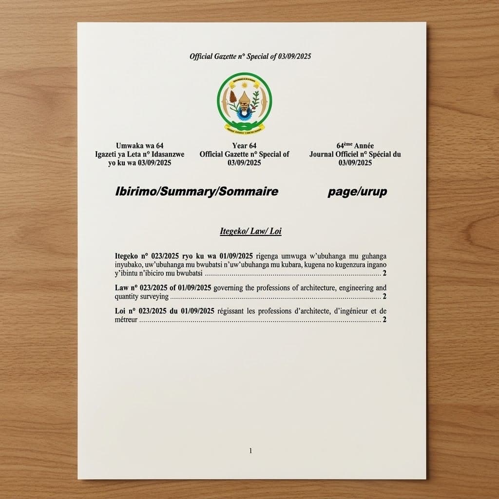 Law No. 023/2025 — Architecture, Engineering and Quantity Surveying Professions