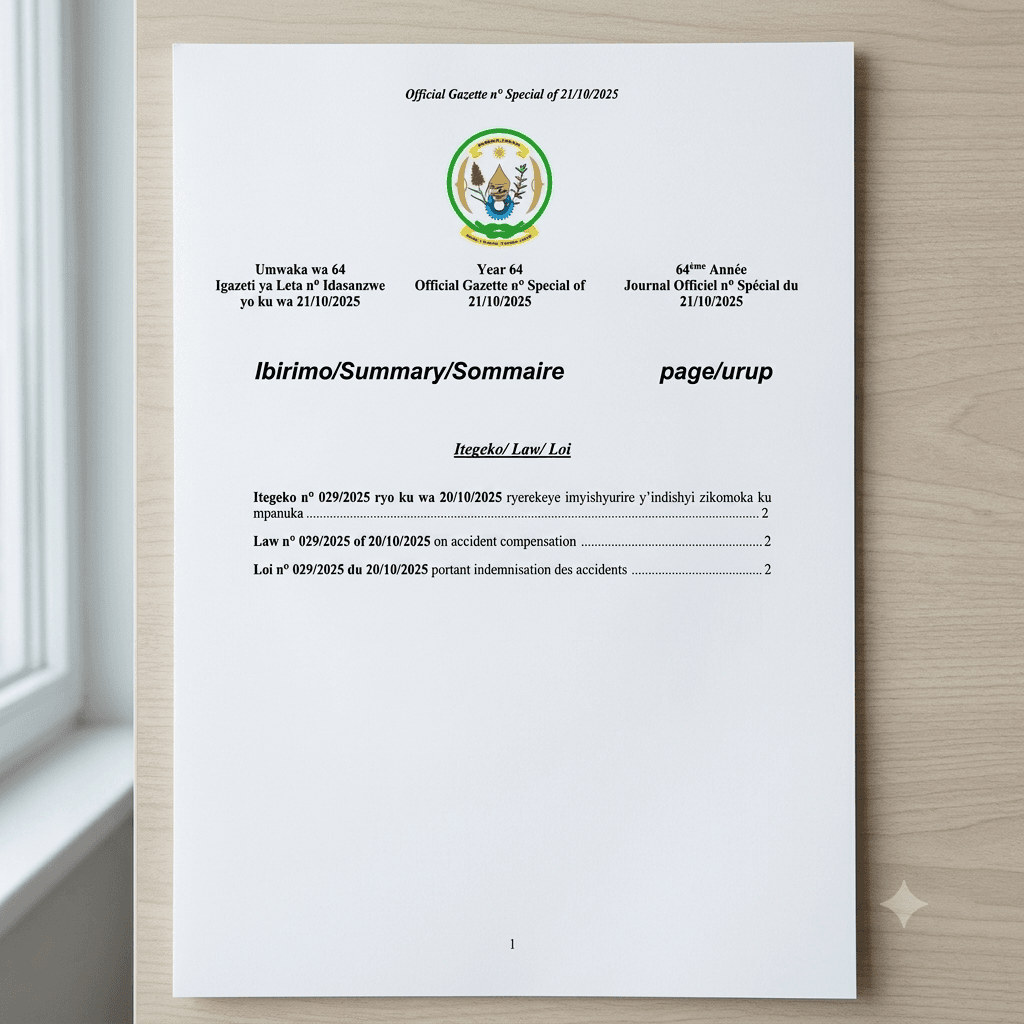 Law No. 029/2025 on Accident Compensation