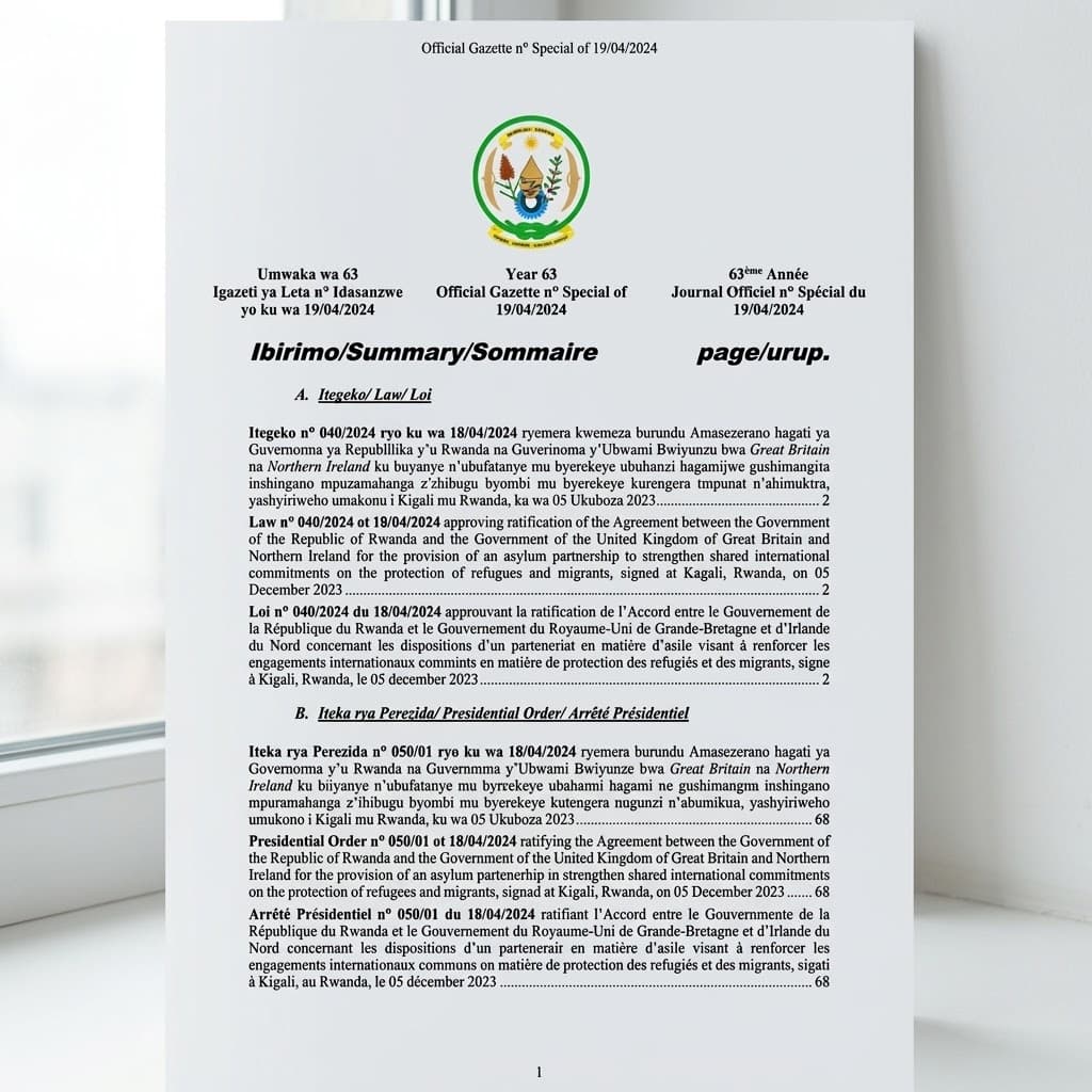Law No. 040/2024 — Rwanda–United Kingdom Asylum Partnership Agreement