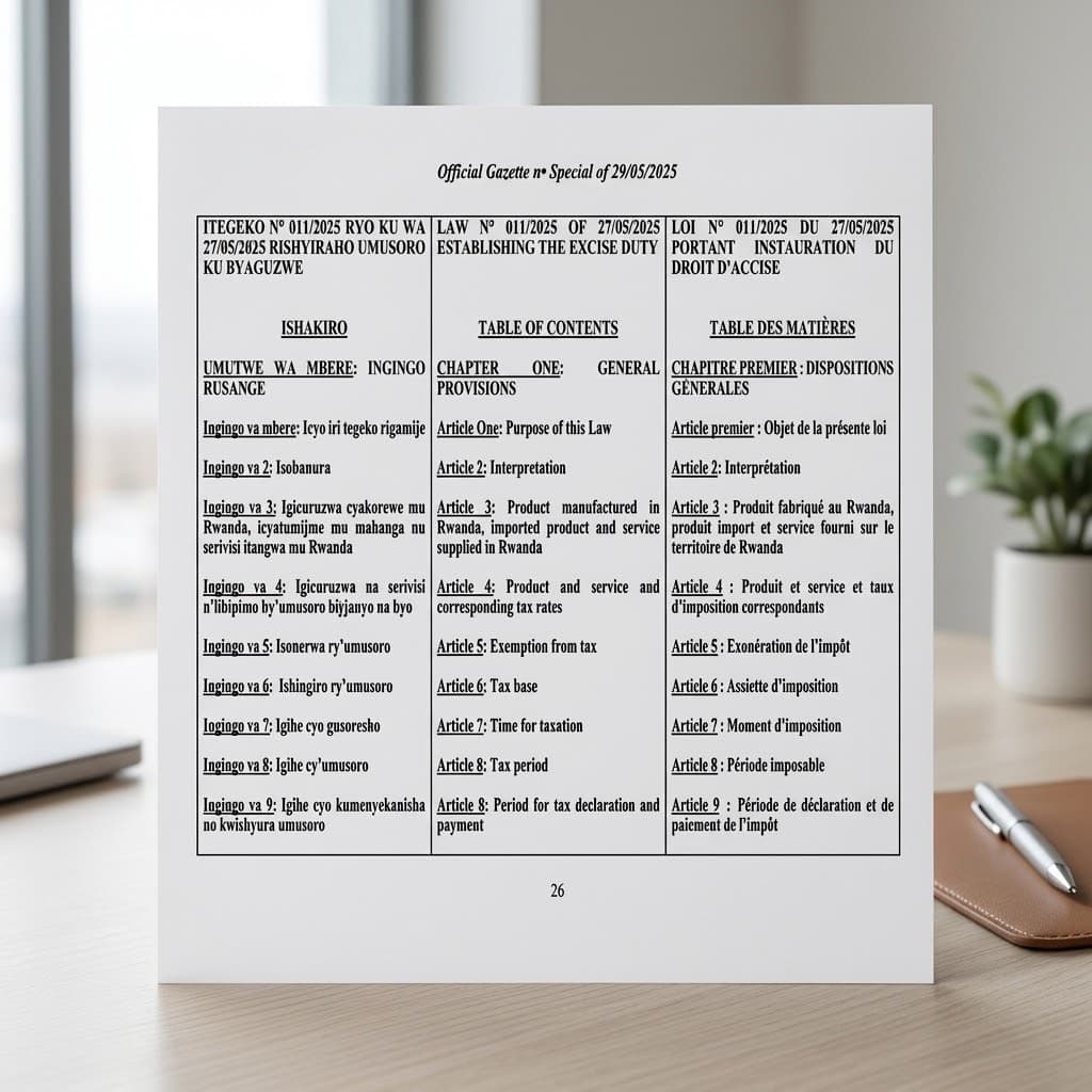 Law No. 011/2025 — Establishing the Excise Duty