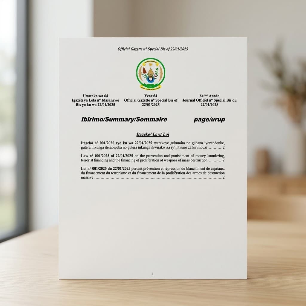 Law No. 001/2025 — Prevention and Punishment of Money Laundering, Terrorist Financing and Proliferation Financing