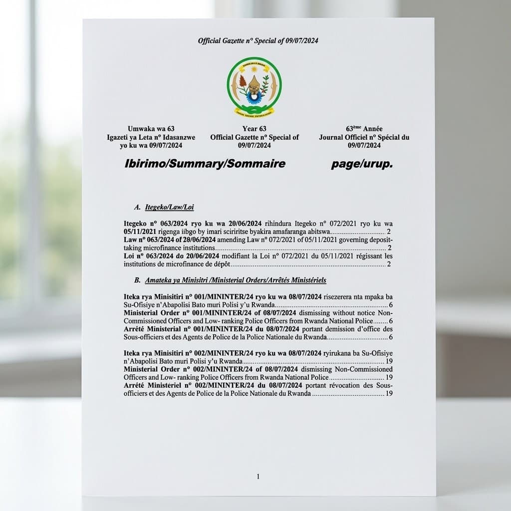 Law No. 063/2024 — Amending the Law Governing Deposit-Taking Microfinance Institutions