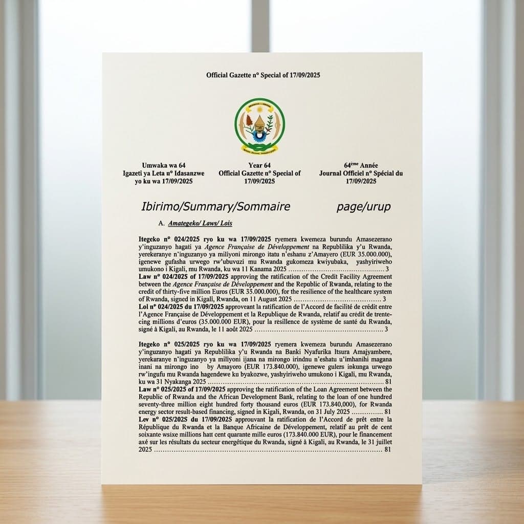 Law No. 025/2025 — Rwanda Energy Sector Result-Based Financing Loan