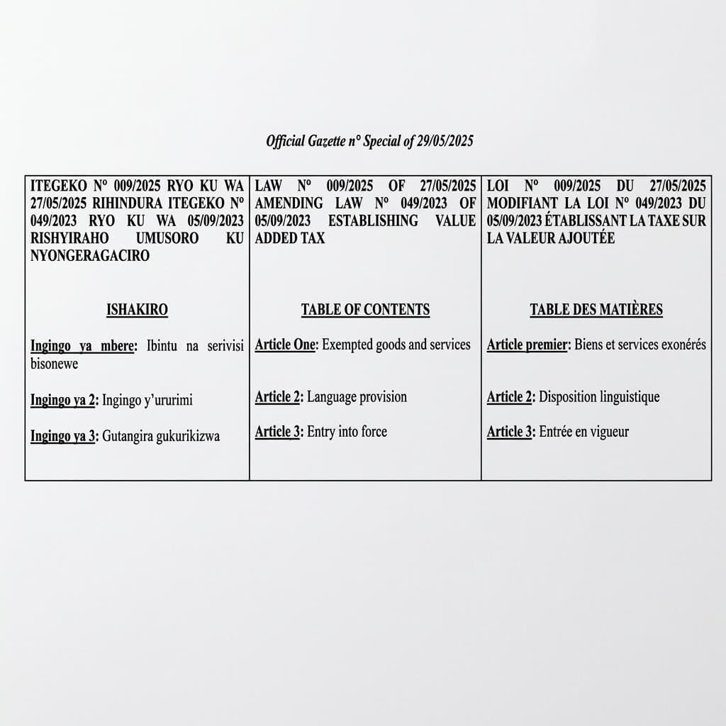 Law No. 009/2025 — Amending Value Added Tax Law