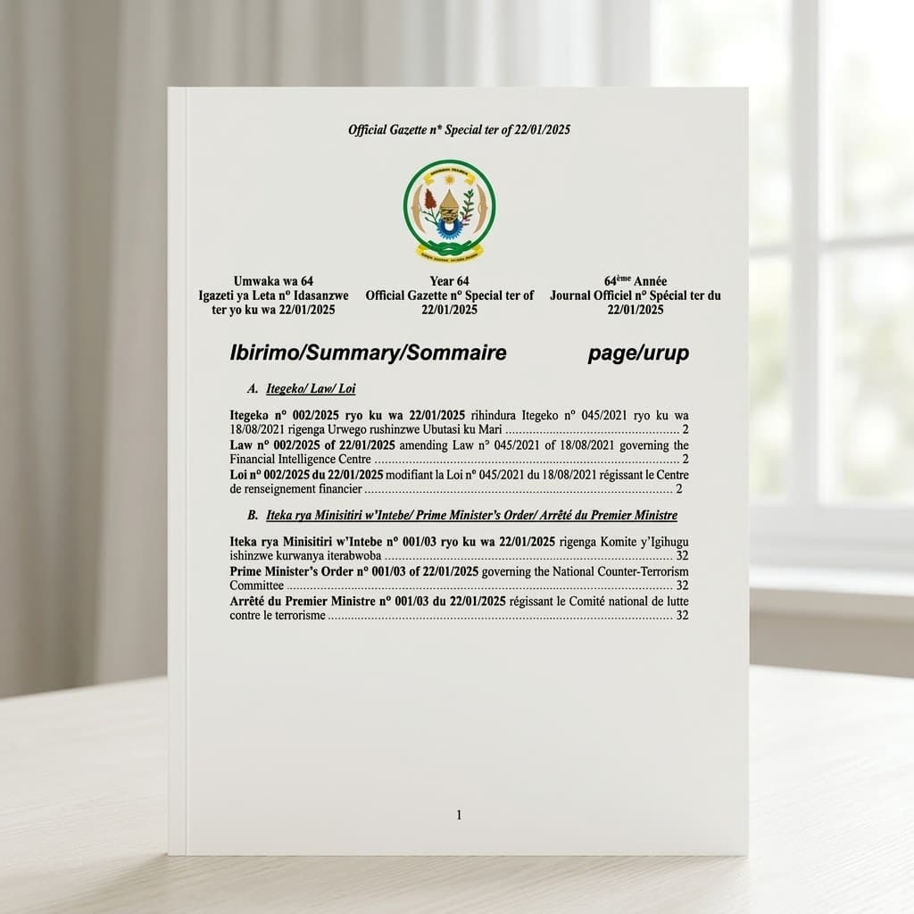 Law No. 002/2025 — Financial Intelligence Centre
