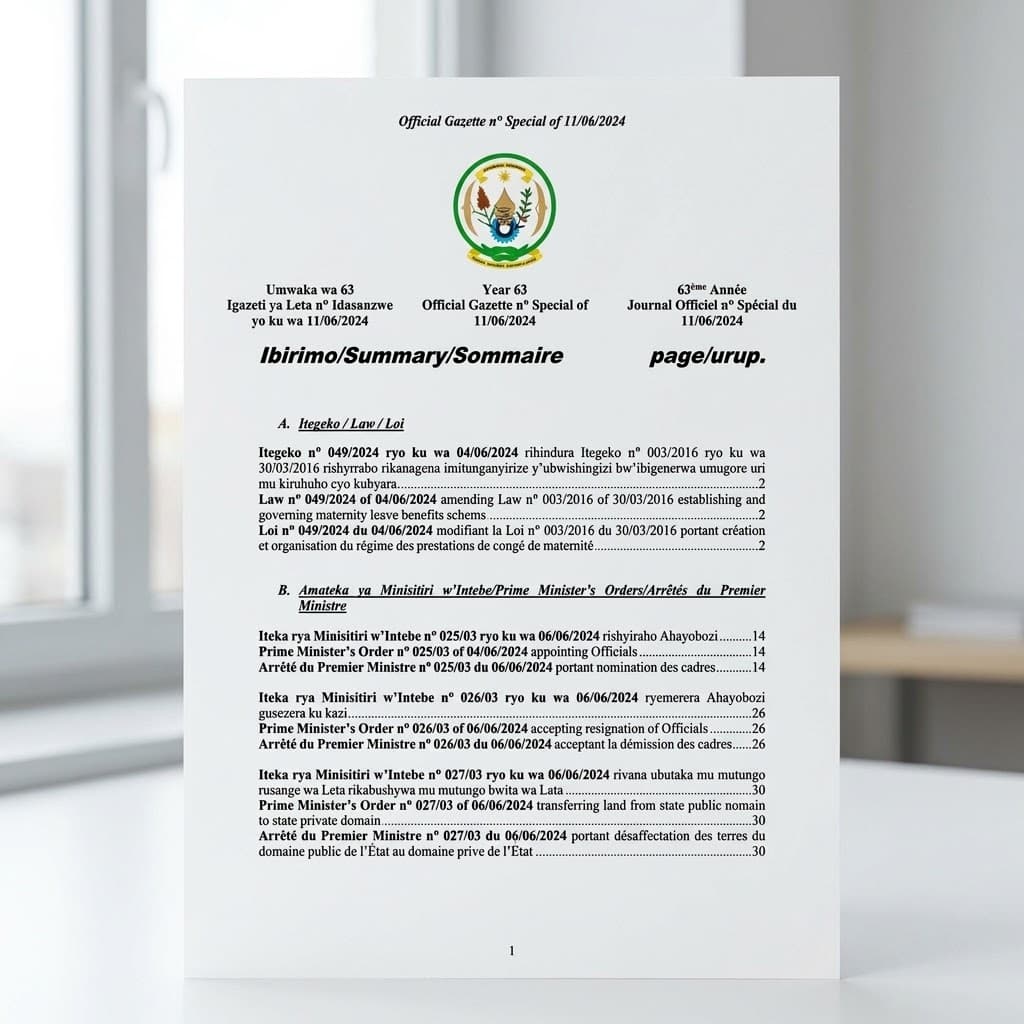 Law No. 049/2024 — Amending the Maternity Leave Benefits Scheme