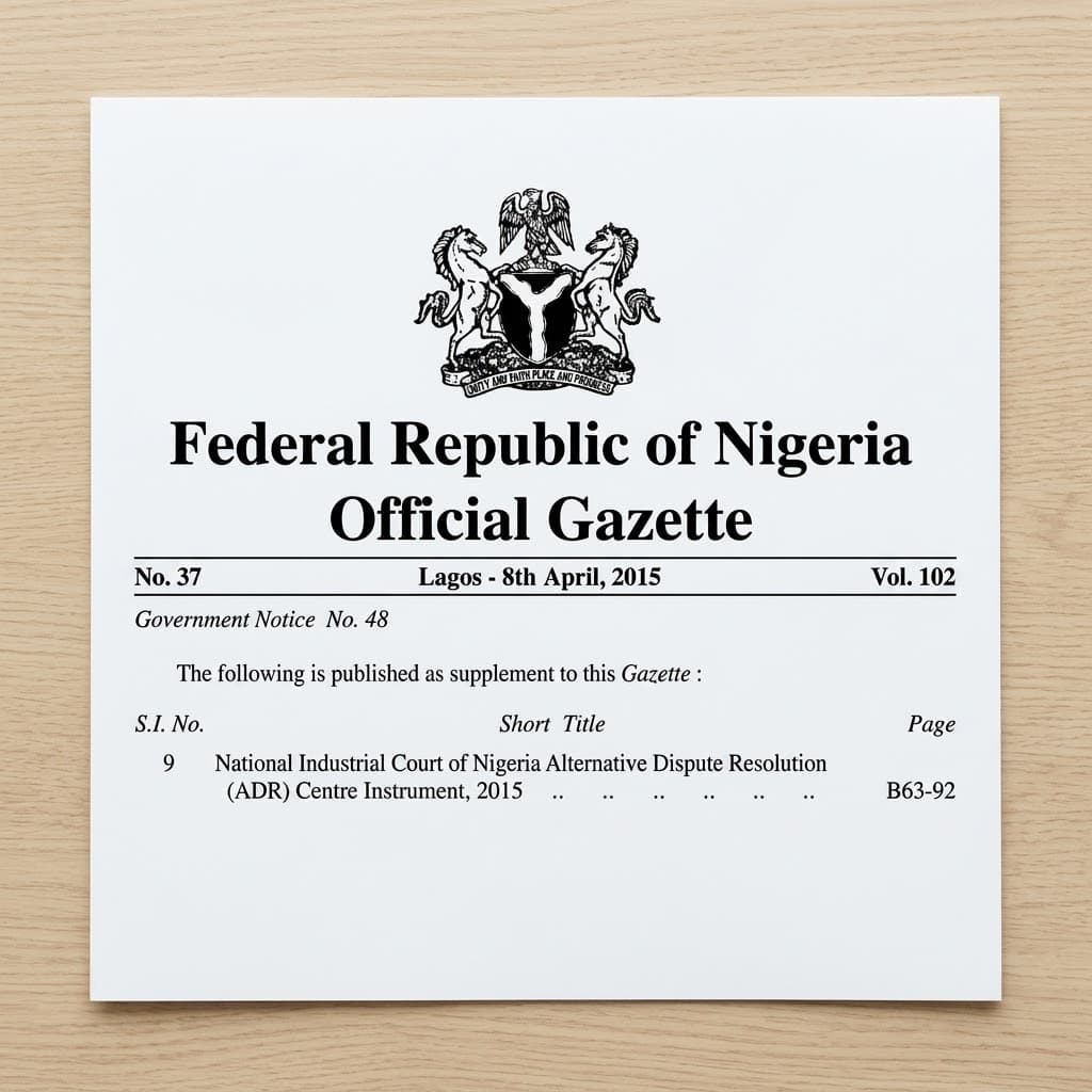 Nigeria's National Industrial Court of Nigeria: Alternative Dispute Resolution (ADR) Centre Instrument
