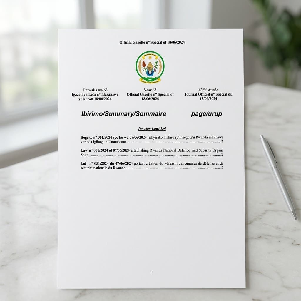 Law No. 051/2024 — Establishing Rwanda National Defence and Security Organs Shop