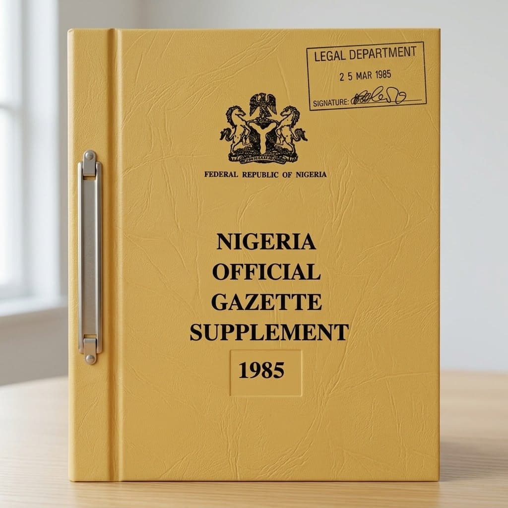 Nigeria Official Gazette Supplement 1985