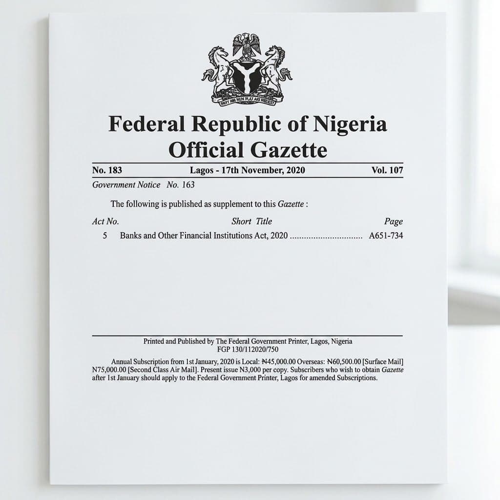 Banks and Other Financial Institutions Act, 2020