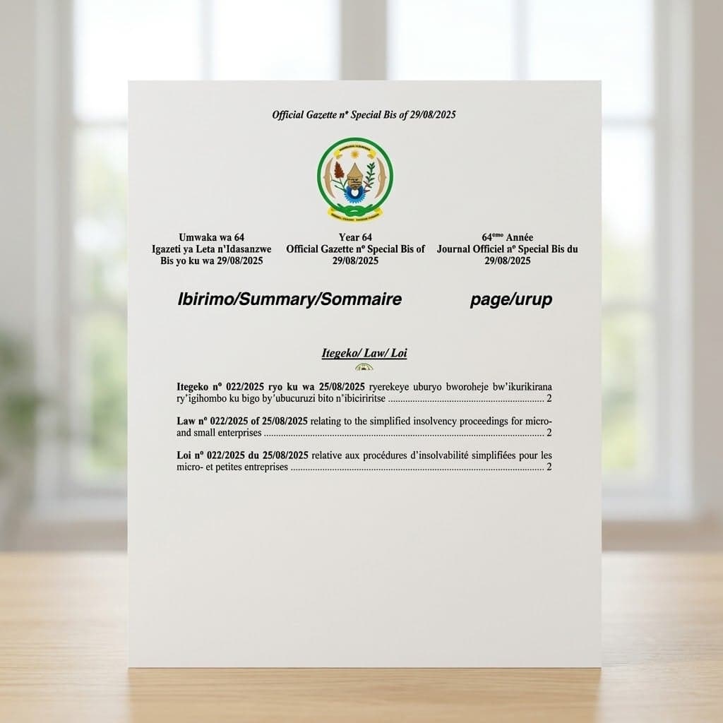 Law No. 022/2025 — Simplified Insolvency Proceedings for Micro and Small Enterprises
