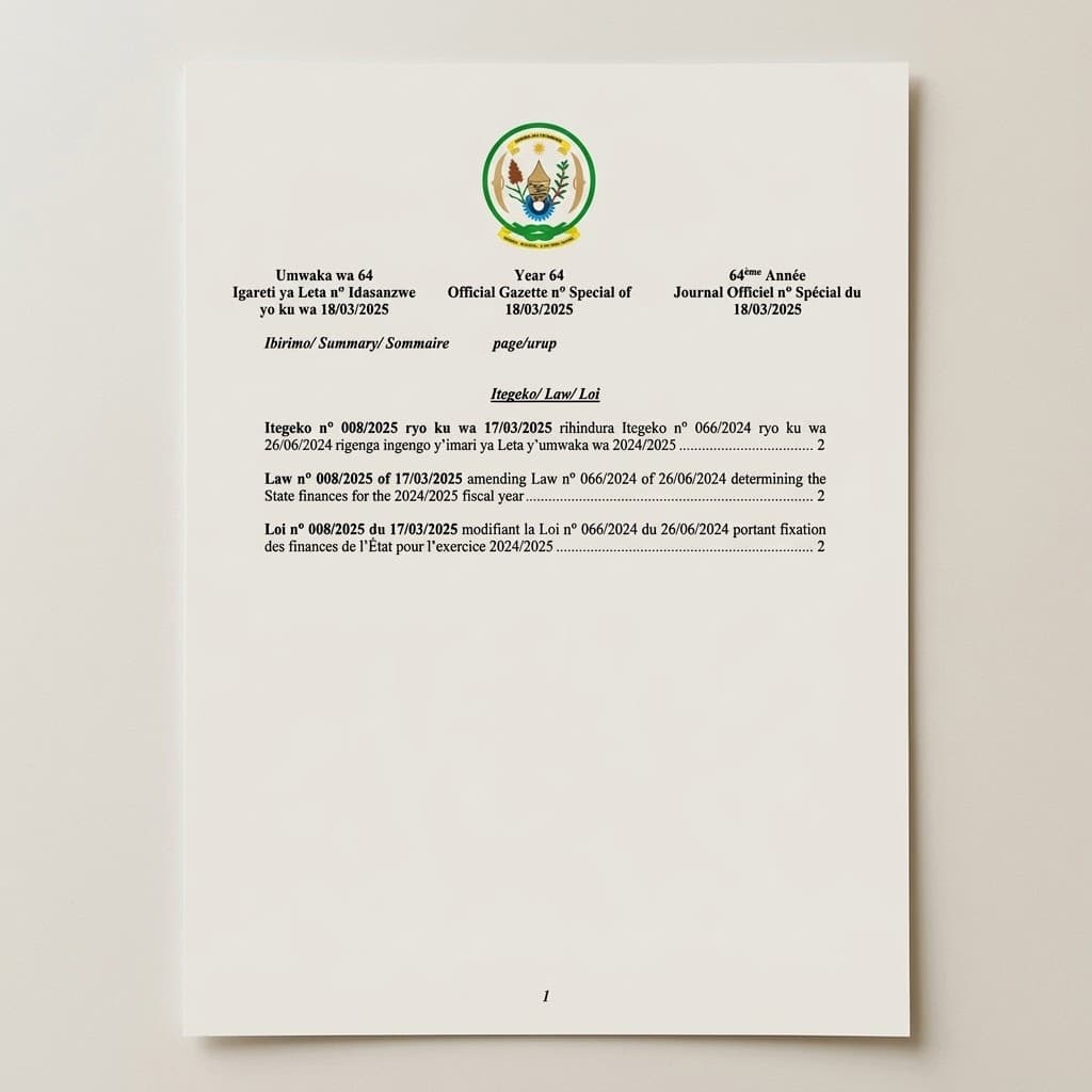 Law No. 008/2025 — Amending State Finances for 2024/2025
