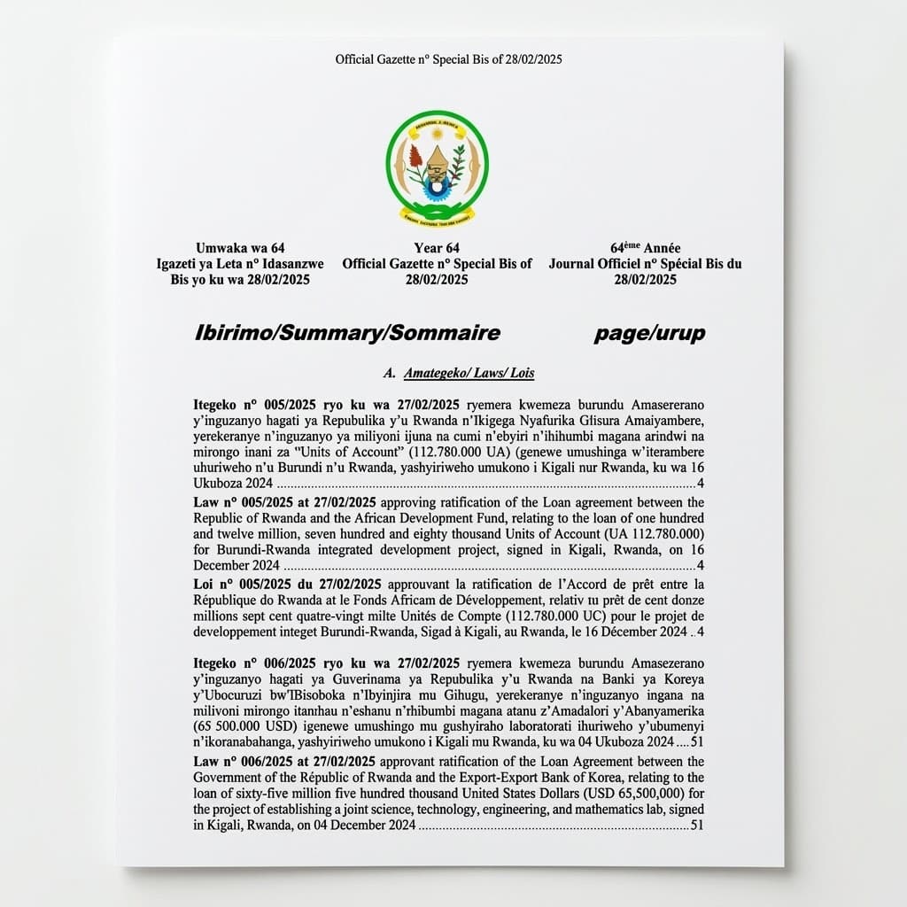Law No. 007/2025 — African Development Fund Loan for Capital Market Development