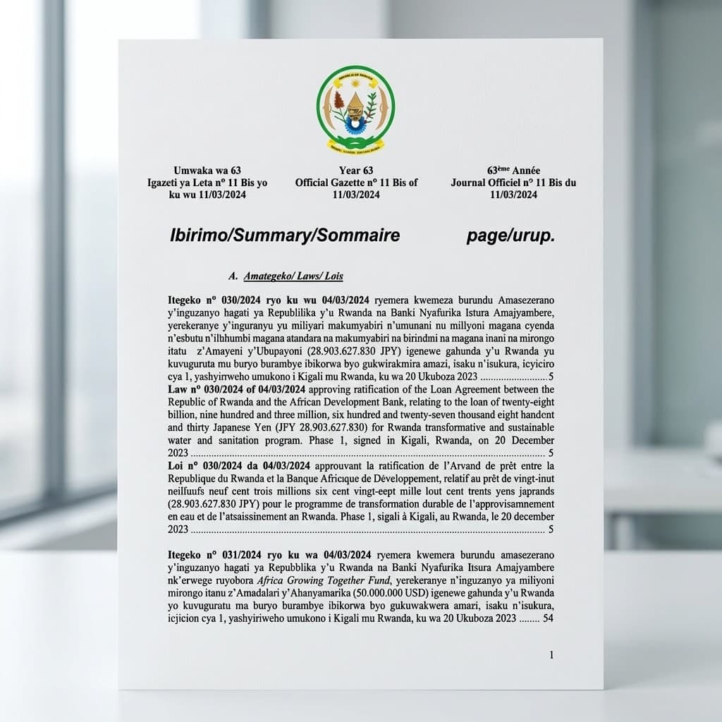 Law No. 033/2024 — Rwanda Dairy Development Project – Phase 2 Financing