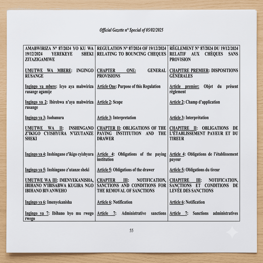 Regulation No. 87/2024 Relating to Bouncing Cheques
