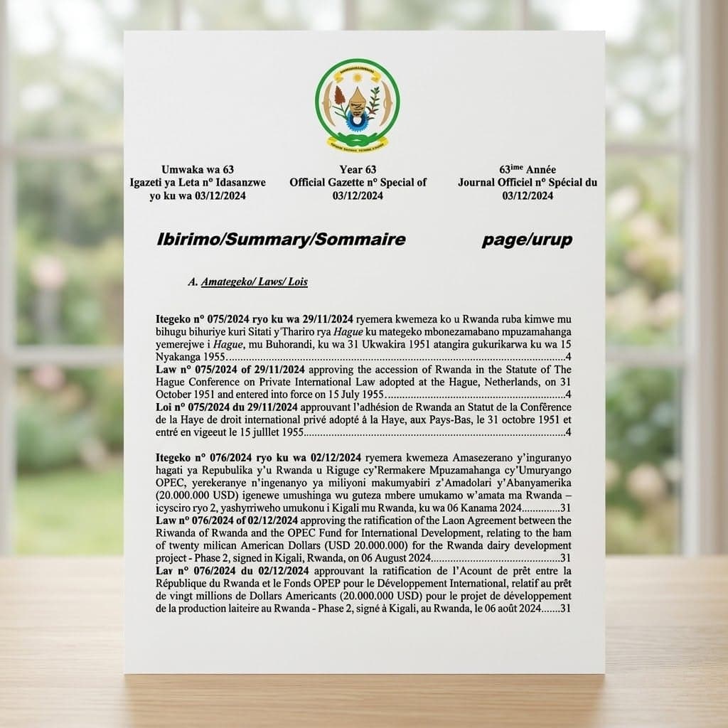 Rwanda Presidential Order No. 081/01 of 2 December 2024 Ratifying