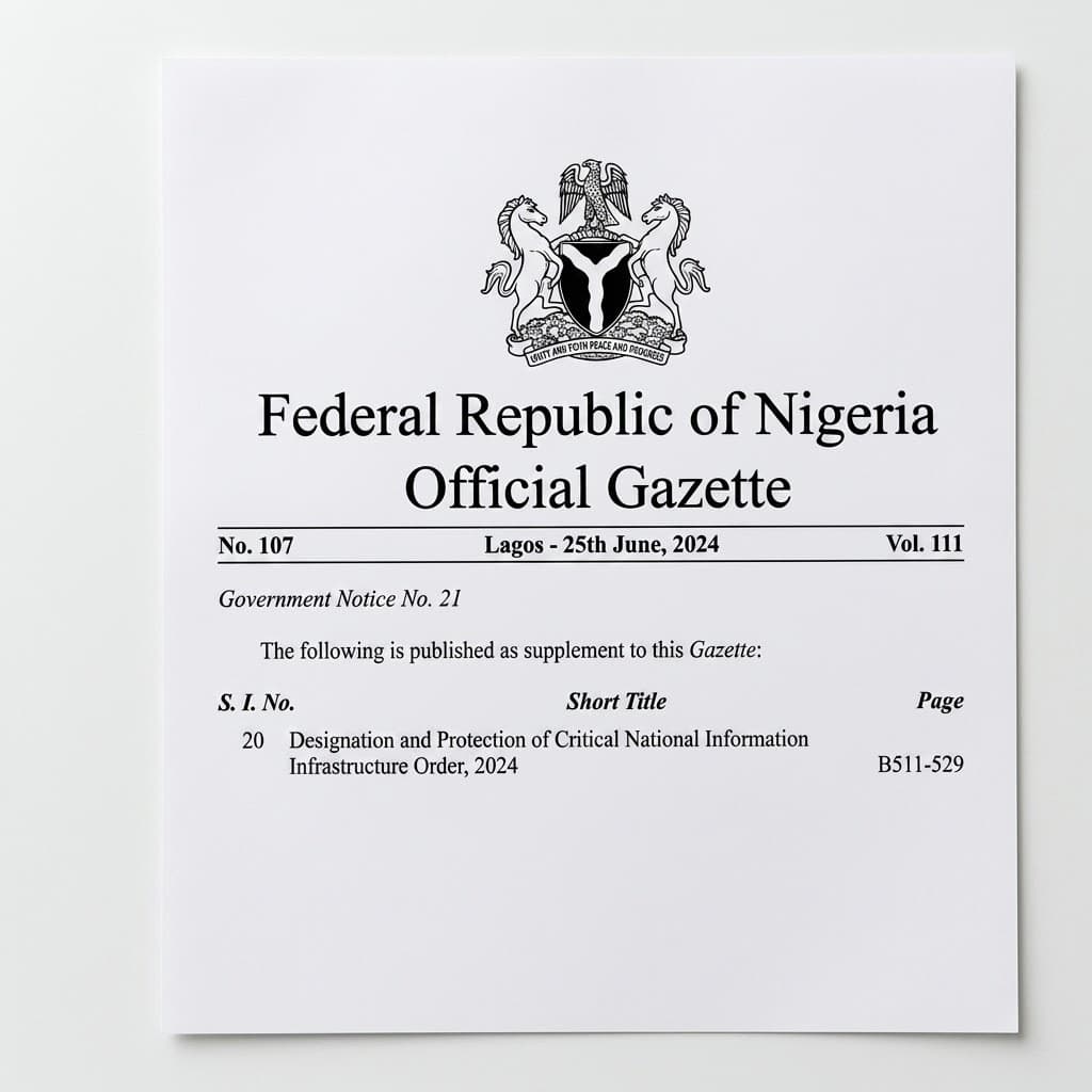 Nigeria's Official Gazette on Designation and Protection of Critical National Information Infrastructure Order, 2024
