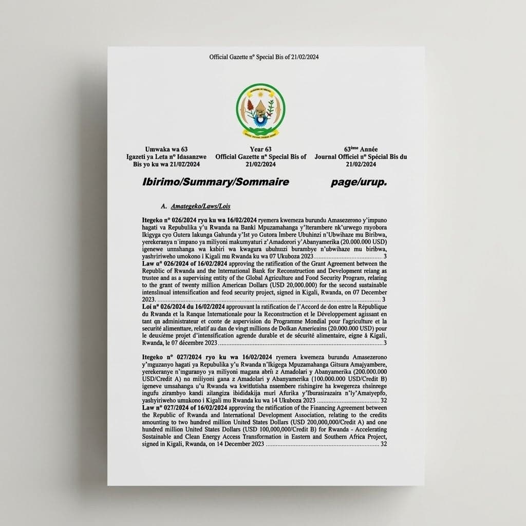 Law No. 027/2024 — IDA Financing for Accelerating Sustainable and Clean Energy Access Transformation