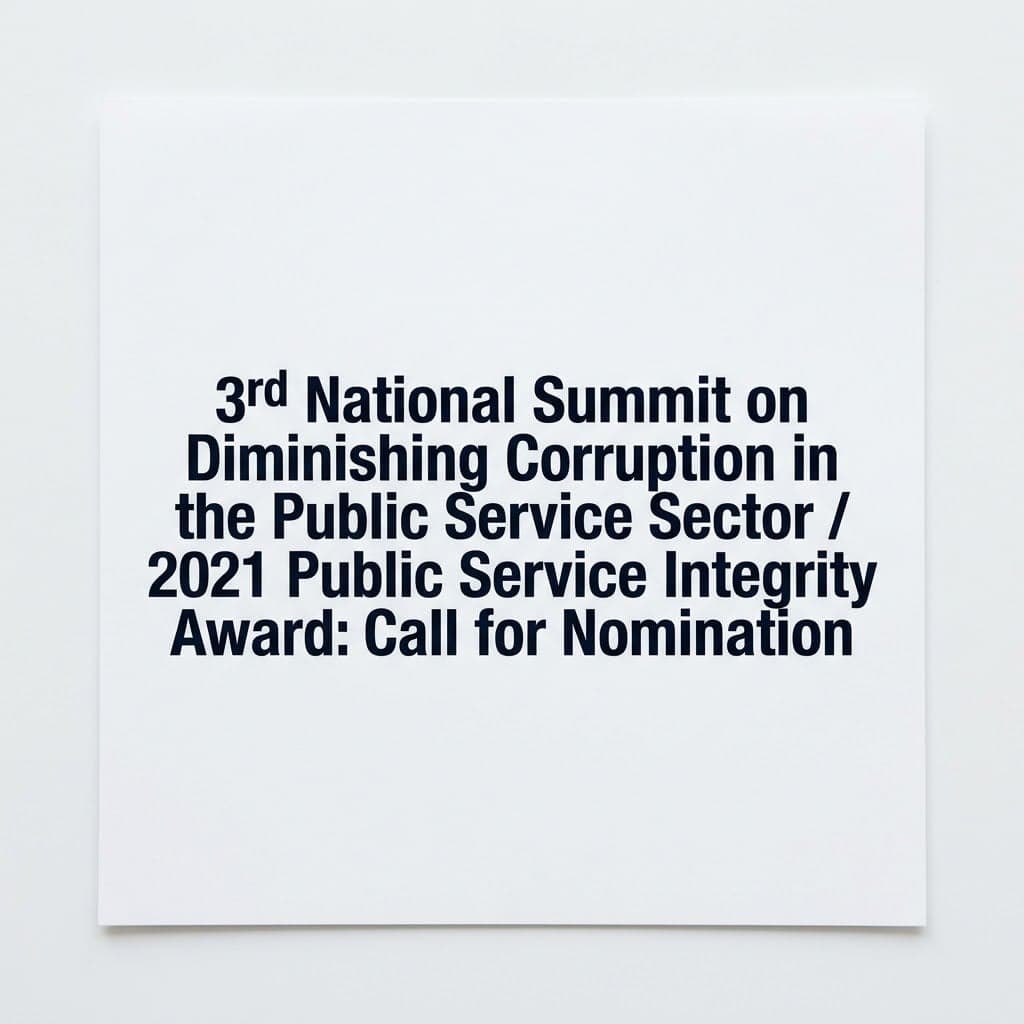 Nigeria's 3rd National Summit on Diminishing Corruption in the Public Service Sector / 2021 Public Service Integrity Award: Call for Nomination