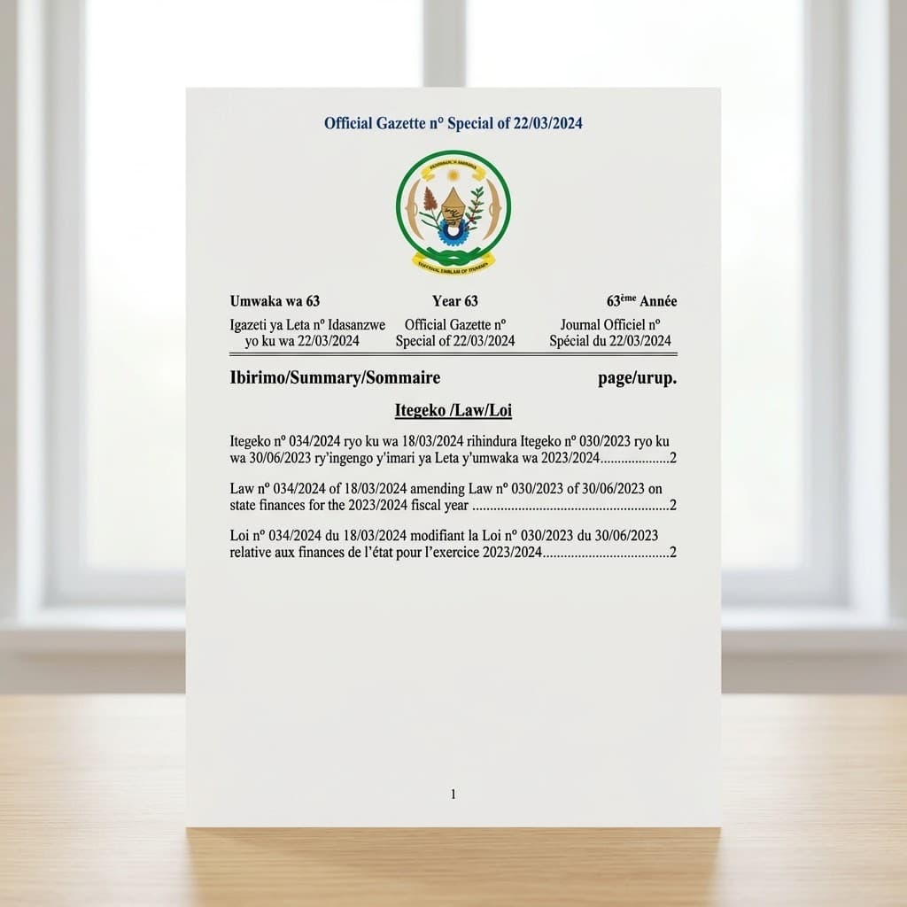 Law No. 034/2024 — Amending Law on State Finances for the 2023/2024 Fiscal Year