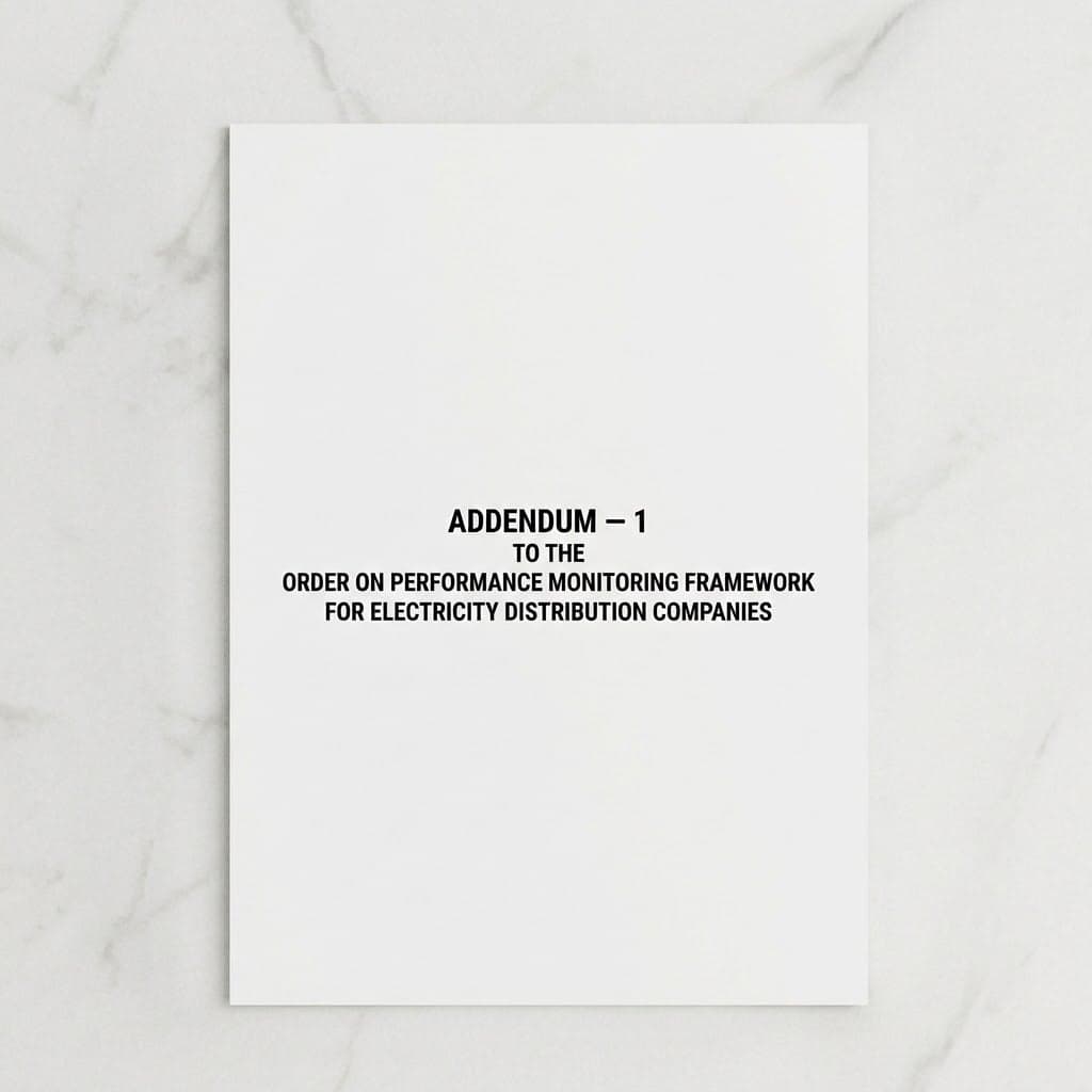 Addendum — 1 to the Order on Performance Monitoring Framework for Electricity Distribution Companies