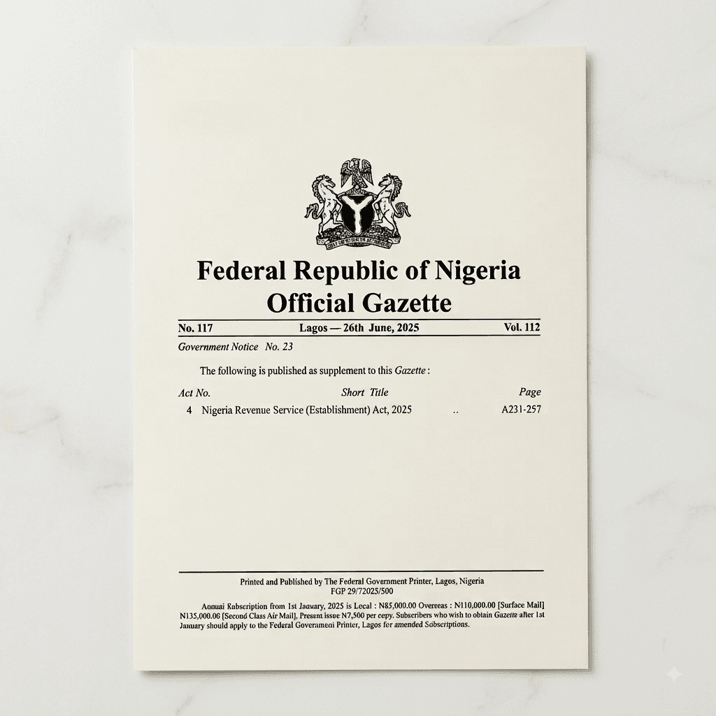 Nigeria Revenue Service (Establishment) Act, 2025
