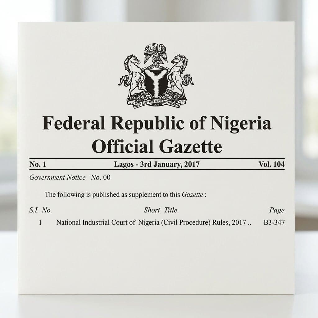 National Industrial Court of Nigeria (Civil Procedure) Rules 2017