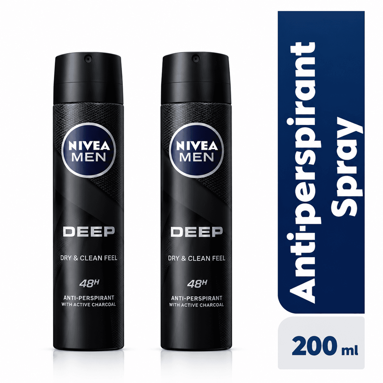 NIVEA Deep Anti-Perspirant Spray For Men, 48h - 200ml (Pack Of 2)