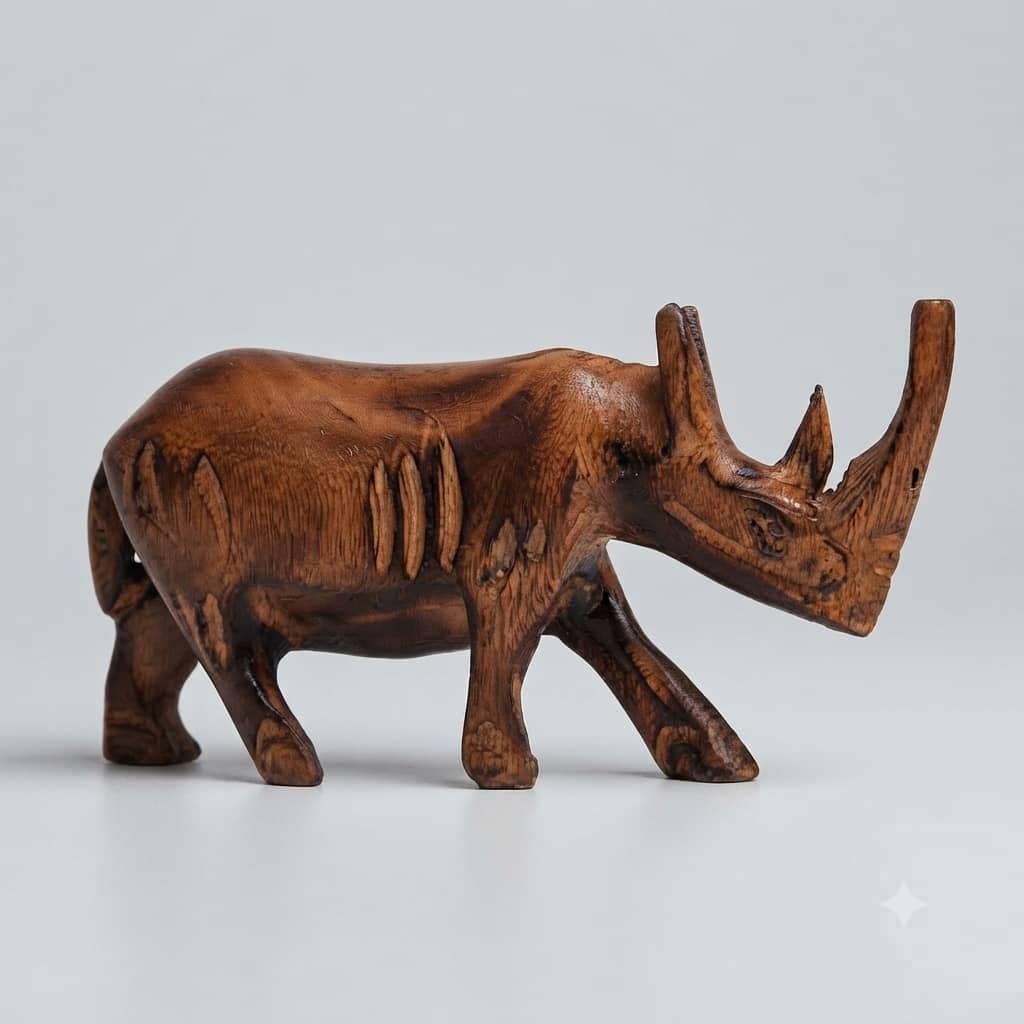 Small Architectural Wooden Rhino